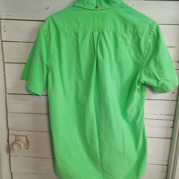 Ralph Lauren Men's Medium Shirt Neon Green Casual Small Polo Pony Button Up - Picture 6 of 9